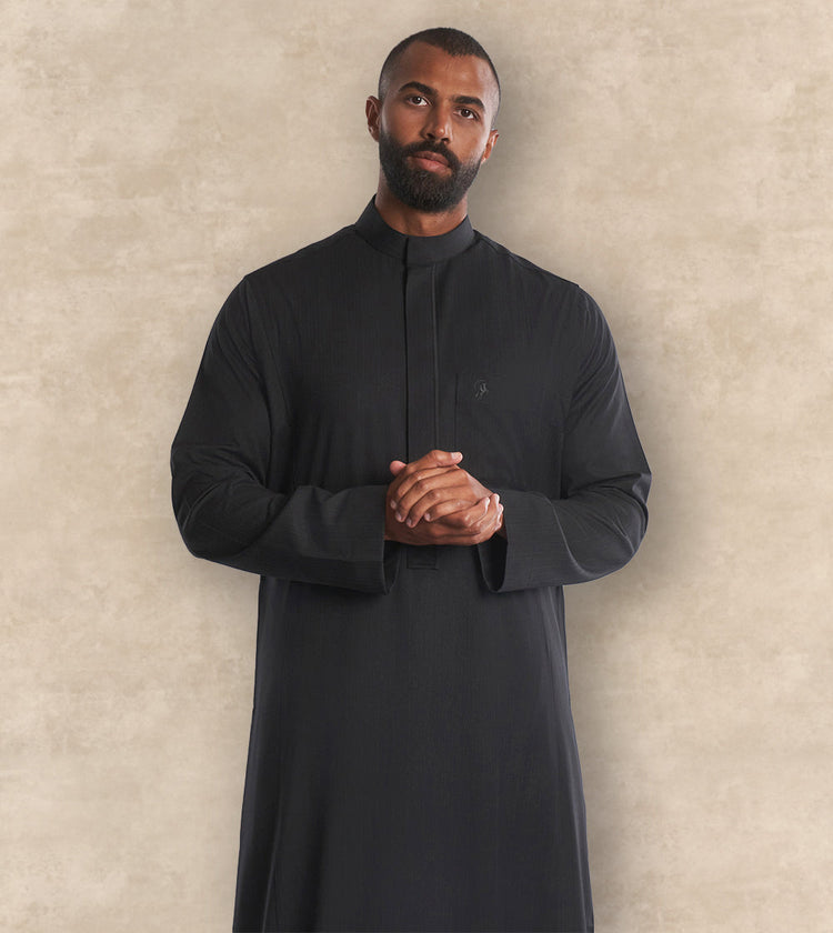 Charcoal Black Saudi Thobe